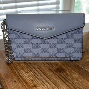 Michael Kors Gray Logo Chain Clutch